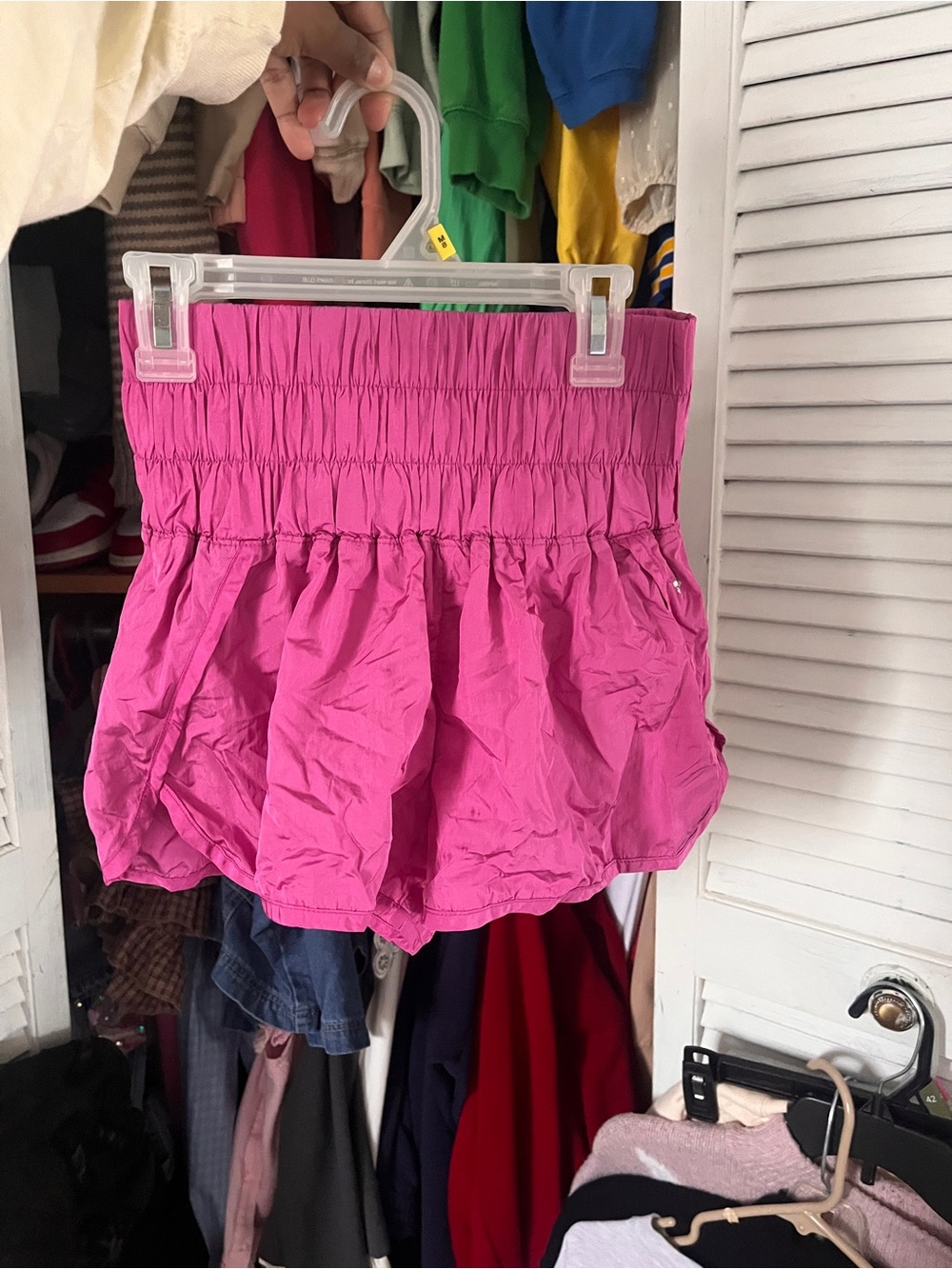 Free People Hot Pink Smocked Mini Skirt